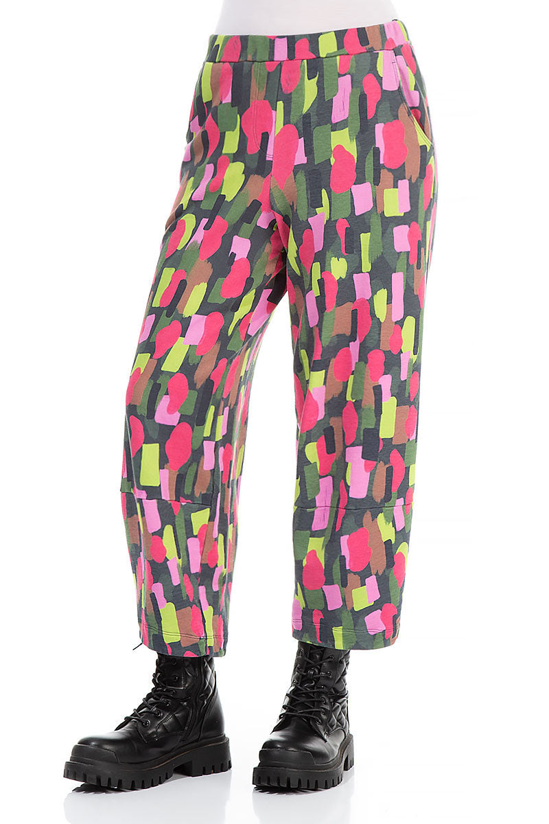 Loose Paint Mosaic French Terry Cotton Trousers 3