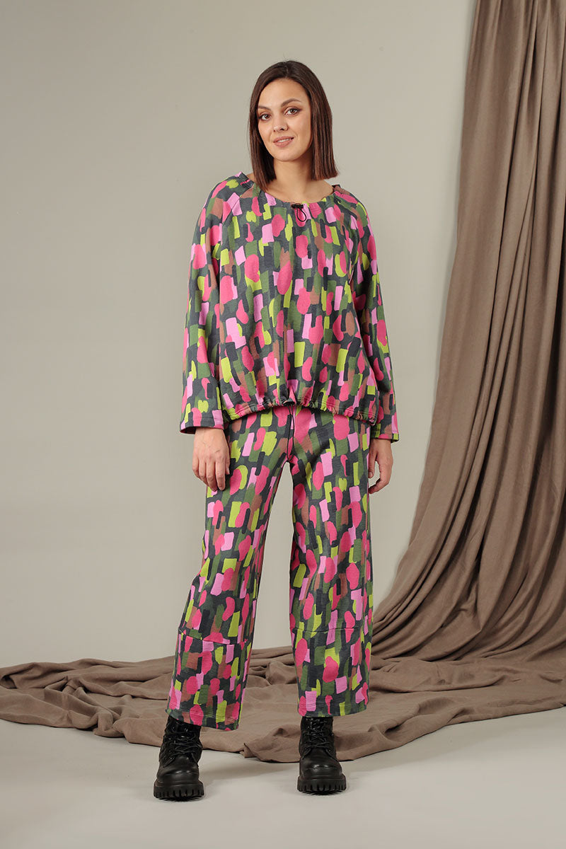 Loose Paint Mosaic French Terry Cotton Trousers 5