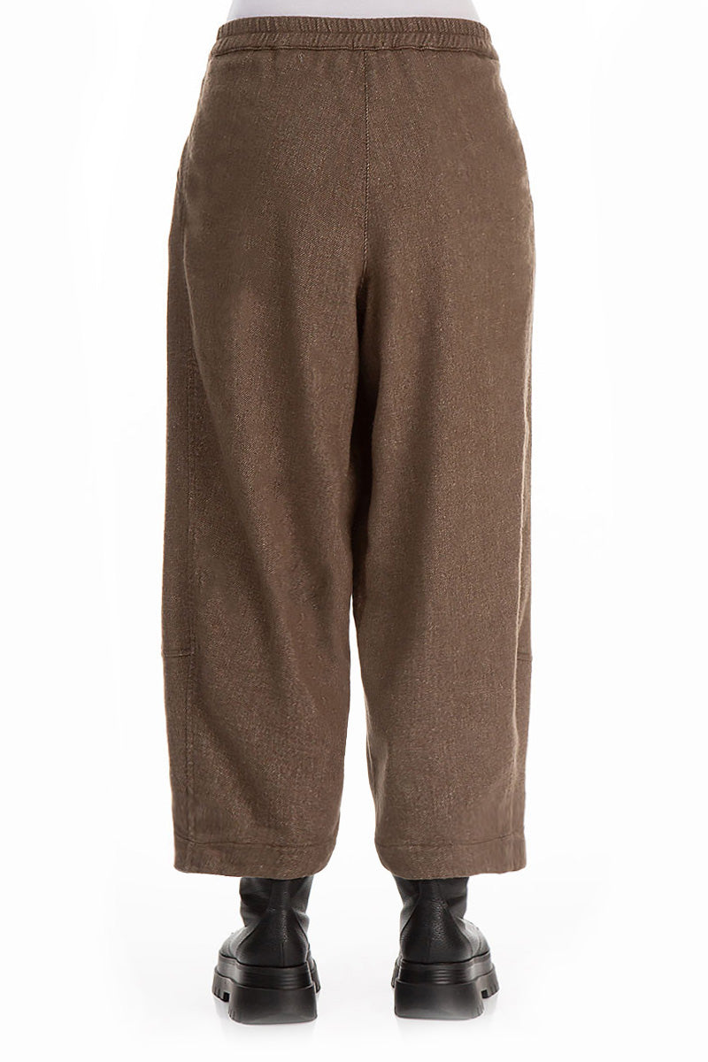 Loose Pepper Brown Wool Linen Trousers 2