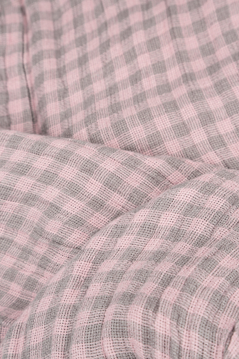 Loose Pink Check Linen Shirt 5