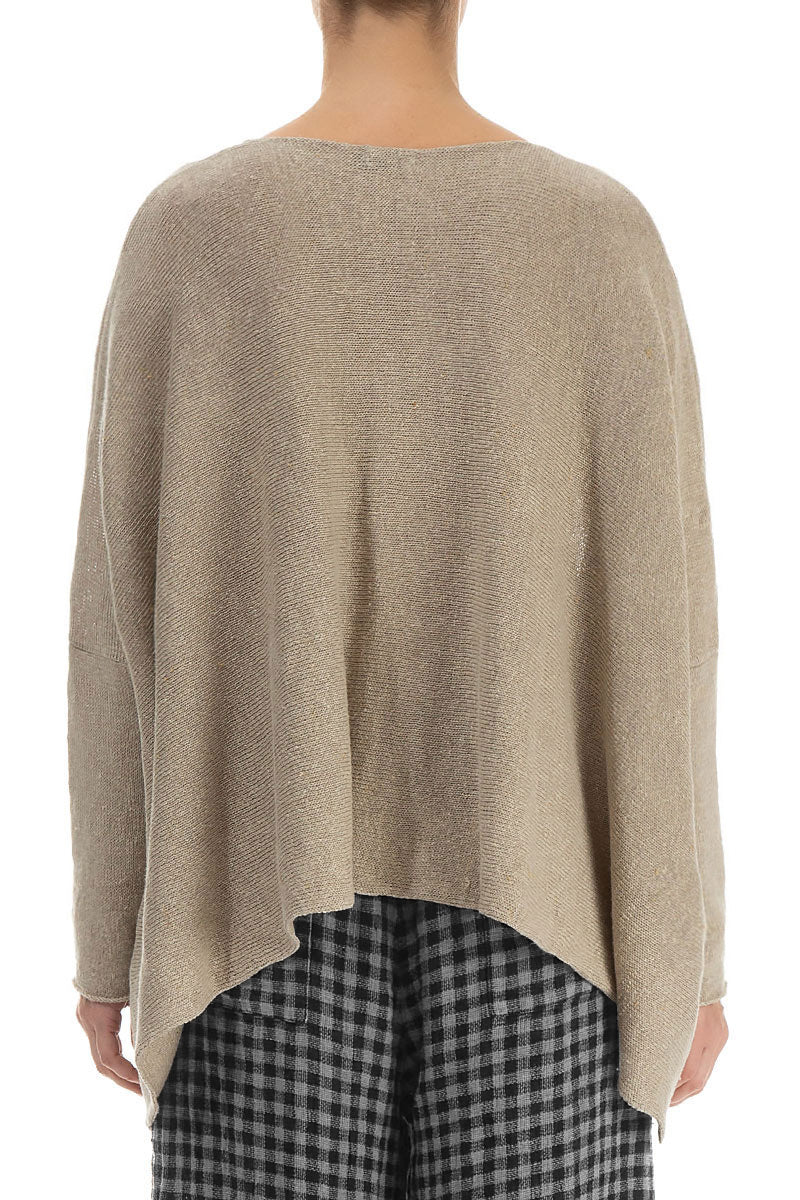 Loose V-Neck Natural Linen Jumper 2