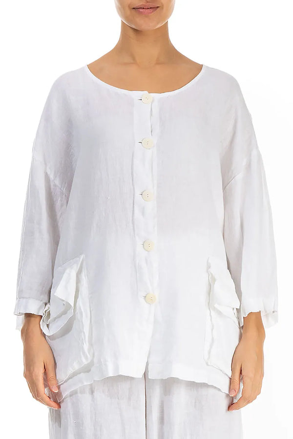 Loose White Linen Jacket