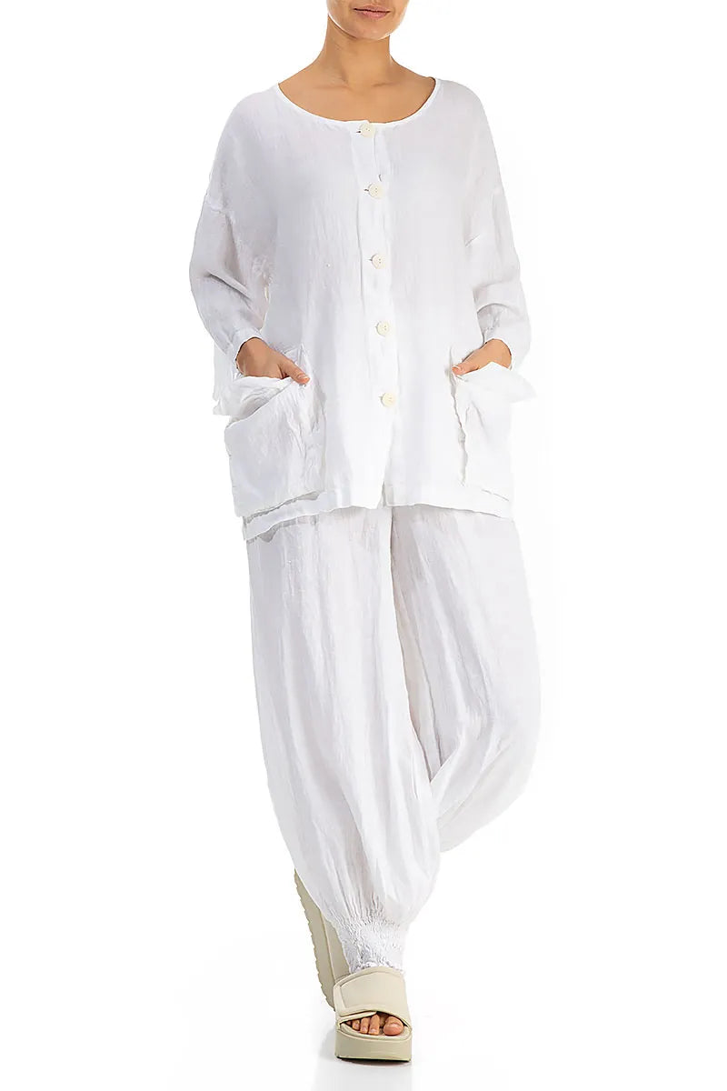 Loose White Linen Jacket