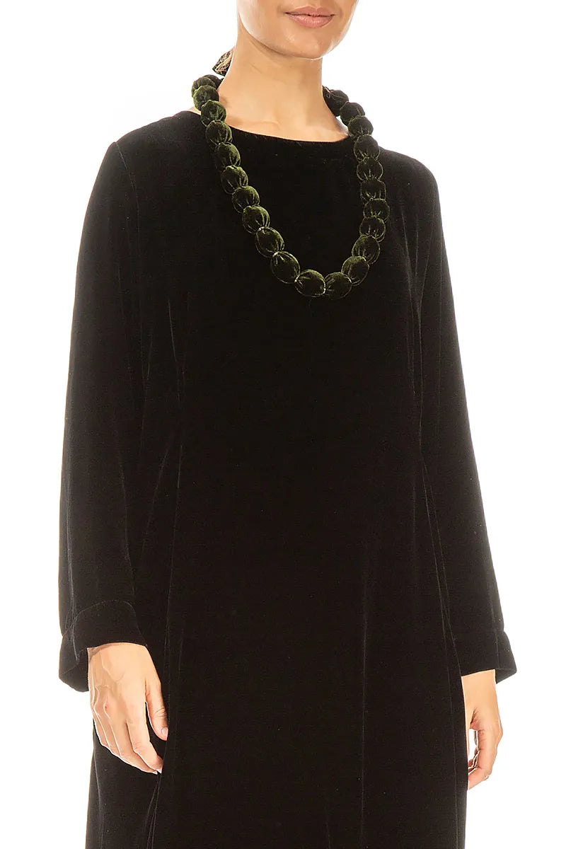 Forest Mist Silk Velvet Bead Necklace