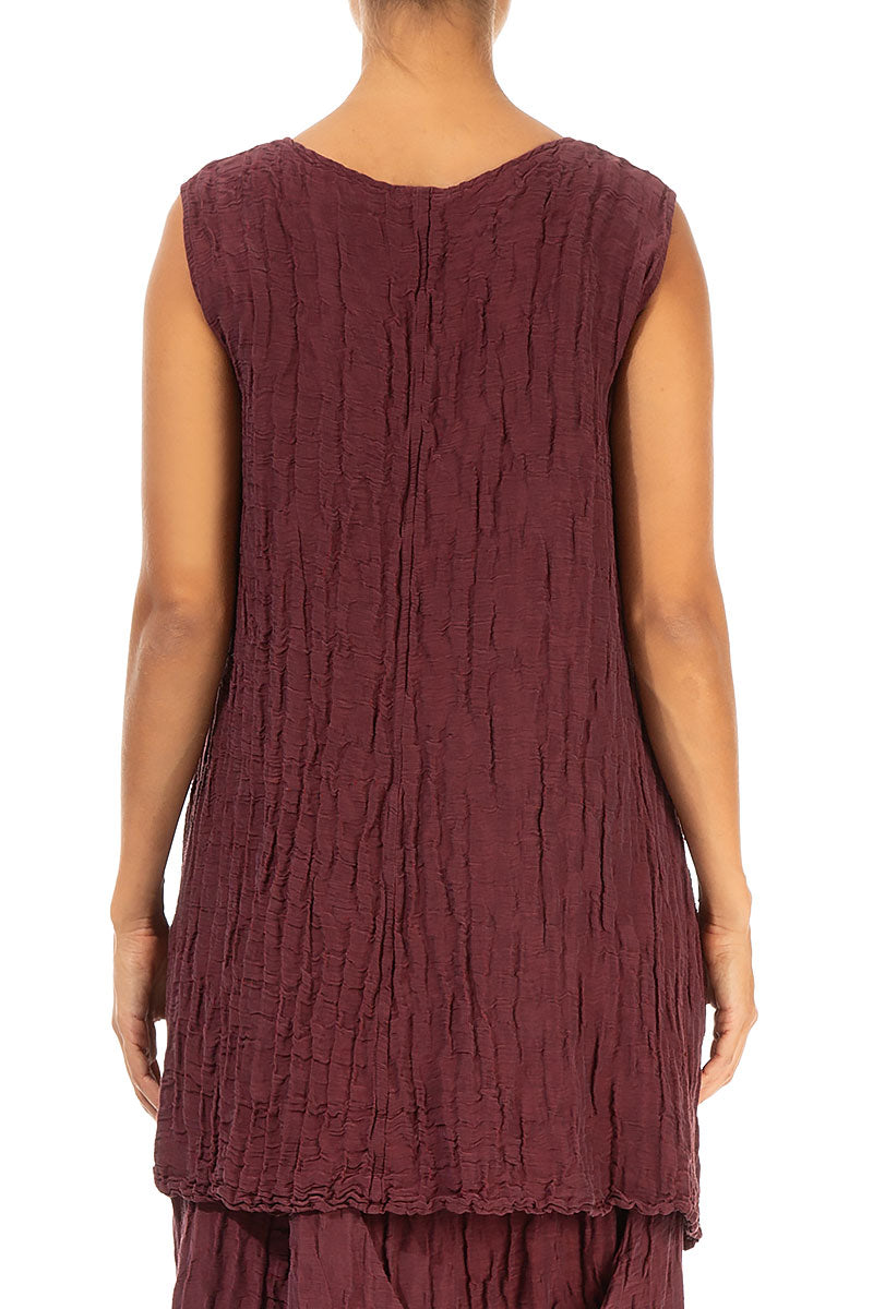 Longer Back Crinkled Burgundy Silk Blouse 2