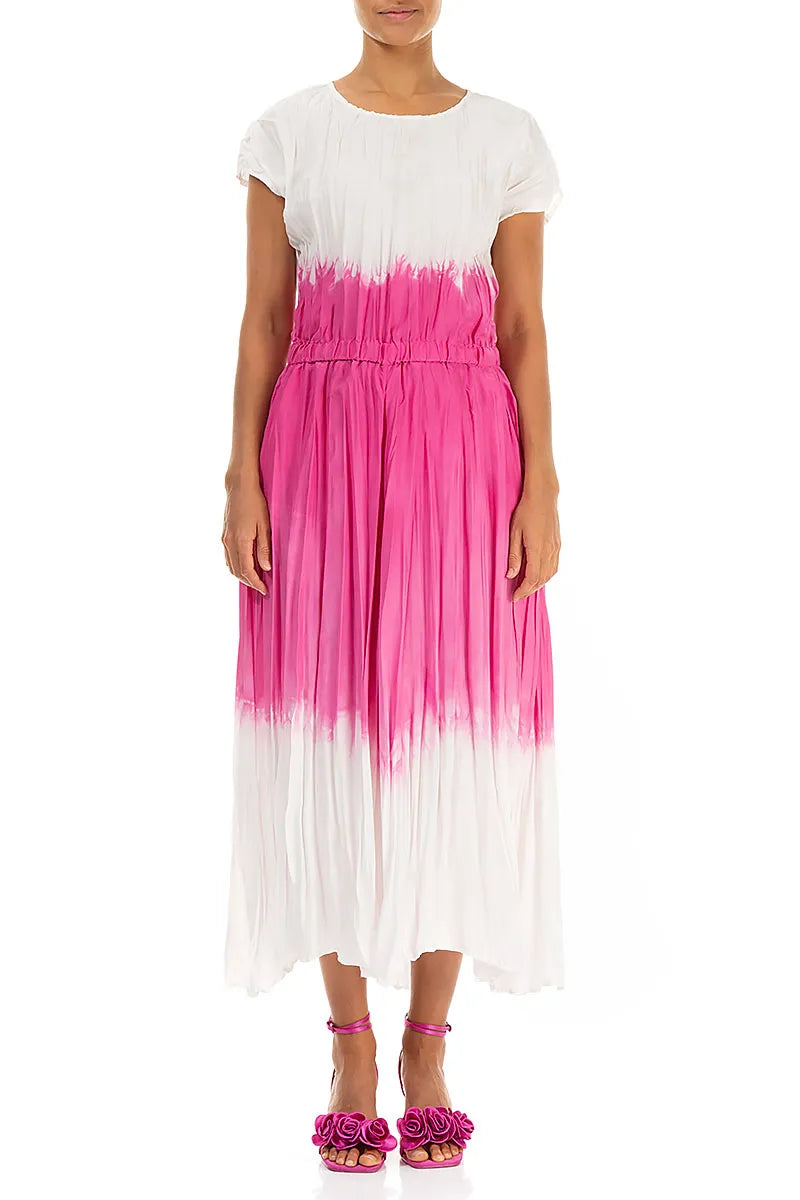 strapless open back dress Fuchsia Ombré Pure Silk Dress – grizas.com