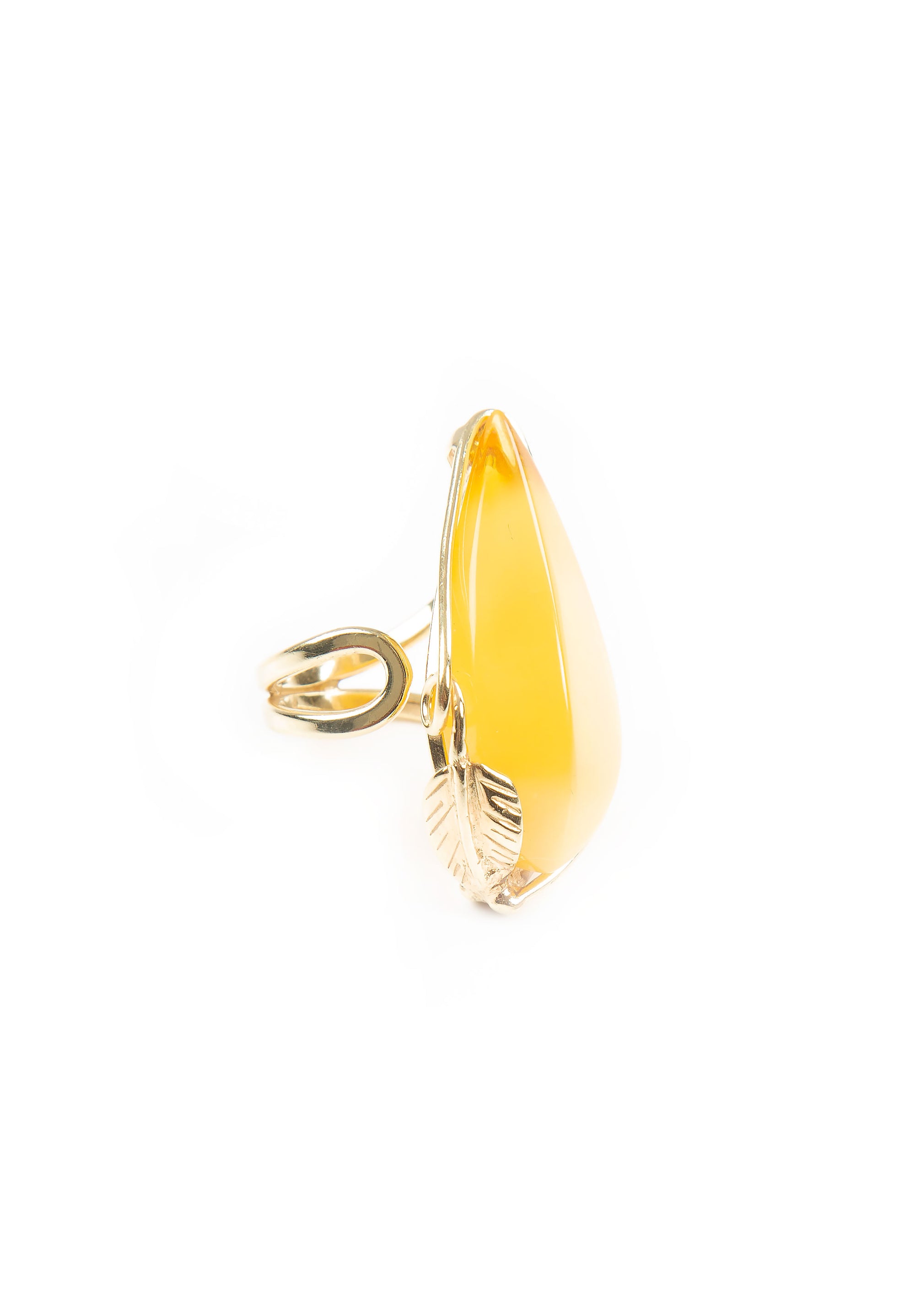 Drop Leaf Yellow Amber Ring
