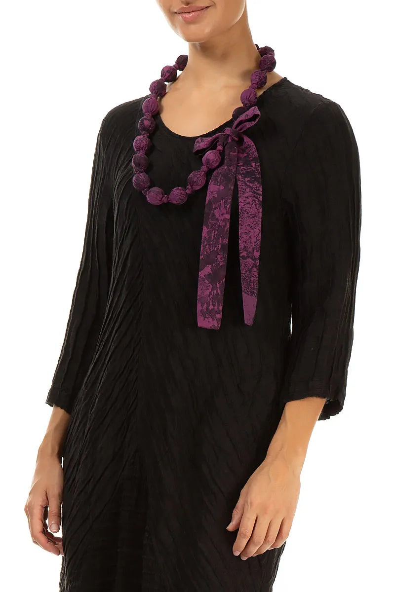 Magenta Alabaster Silk Cotton Bead Necklace 3