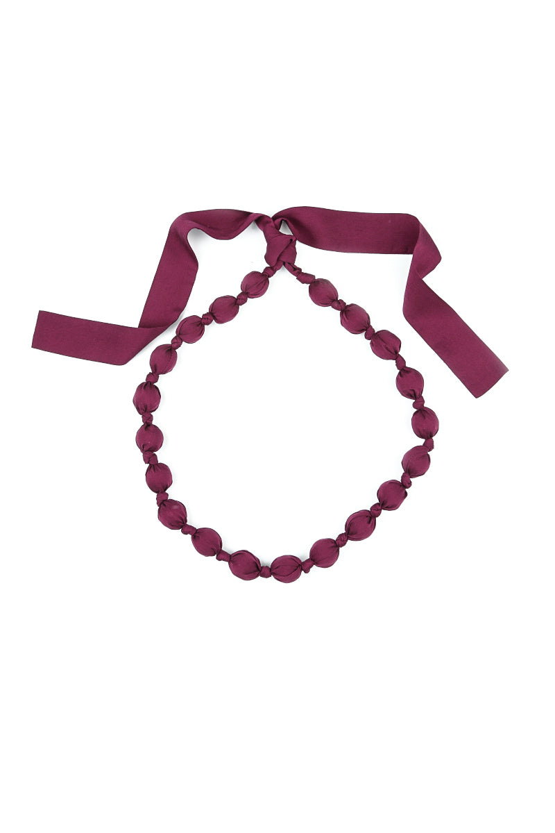Magenta Silk Bamboo Bead Necklace 6
