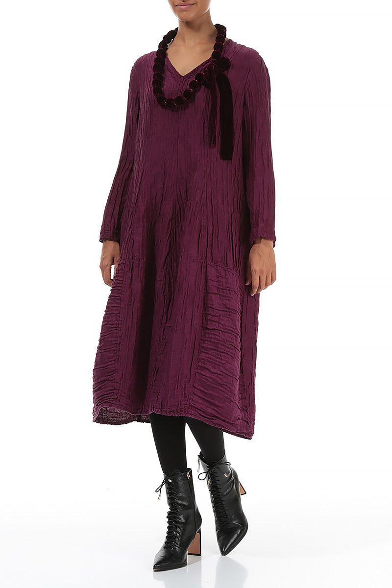 Magenta Silk Velvet Bead Necklace 4