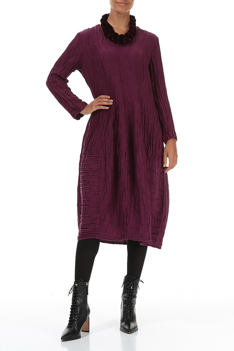 Magenta Silk Velvet Bead Necklace 2