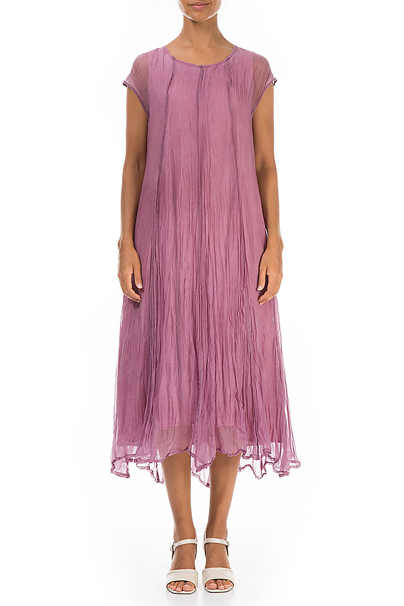 Mauve Taupe Crumpled Silk Chiffon Dress 2