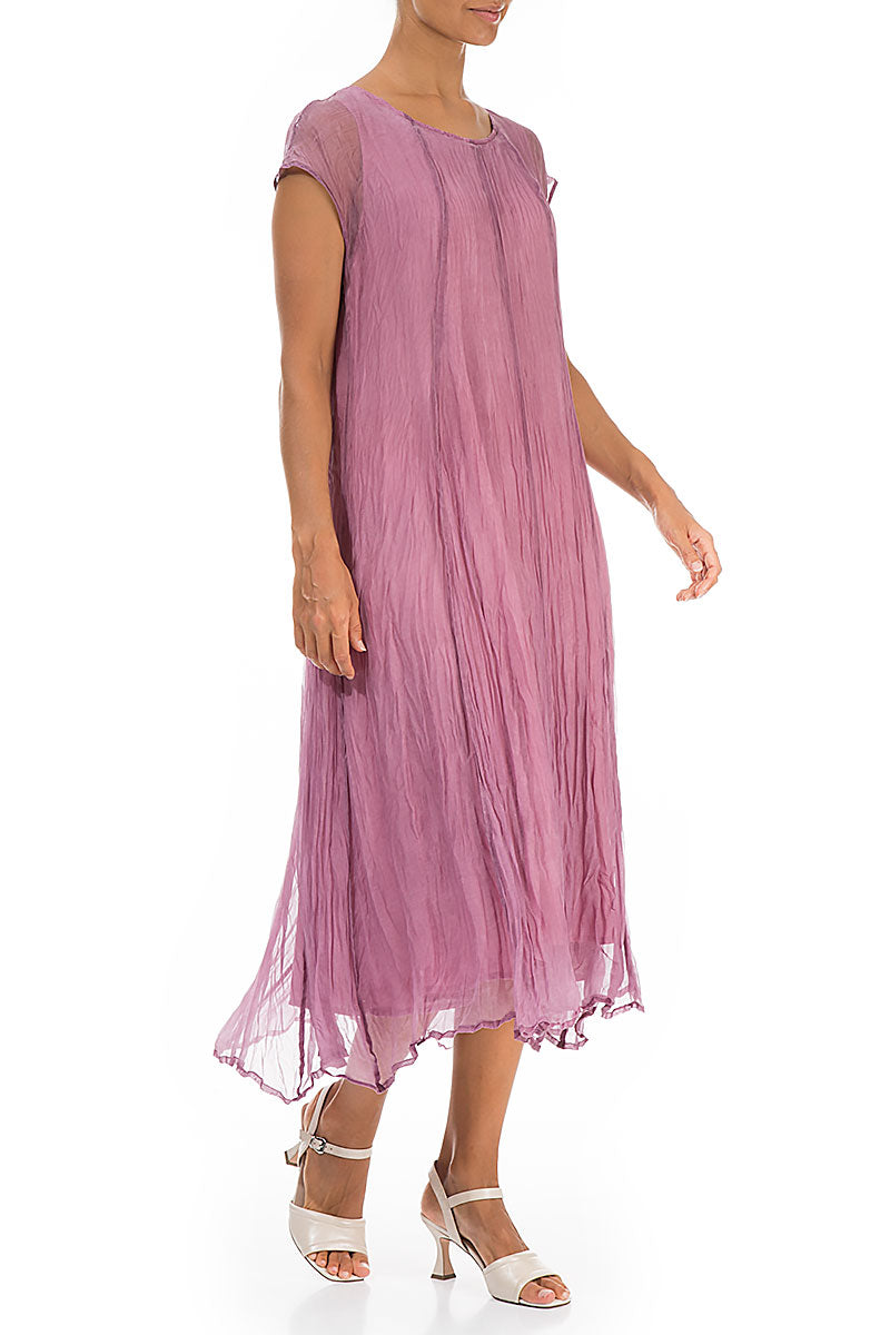 Mauve Taupe Crumpled Silk Chiffon Dress 4