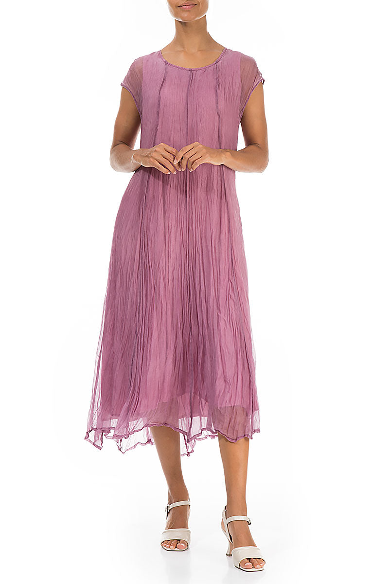 Mauve Taupe Crumpled Silk Chiffon Dress 5