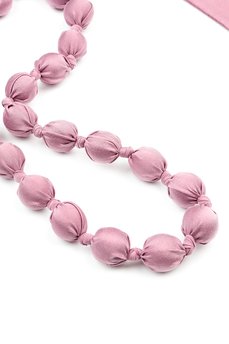 Mauve Taupe Silk Bead Necklace 4