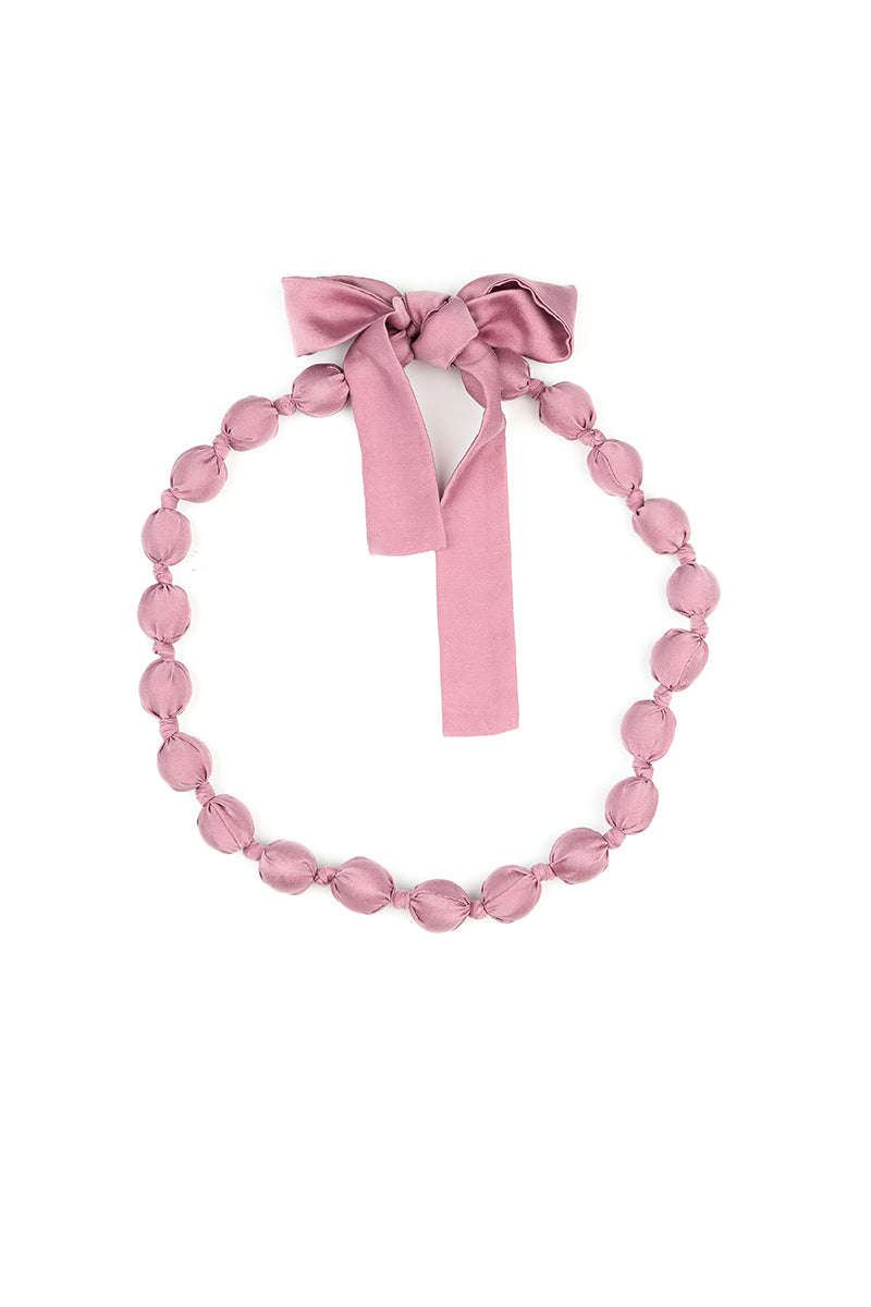 Mauve Taupe Silk Bead Necklace 5