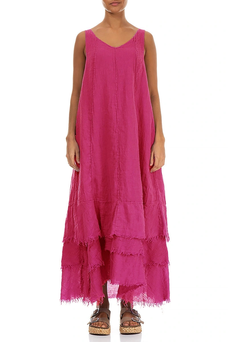 Maxi Fuchsia Gauze Linen Dress