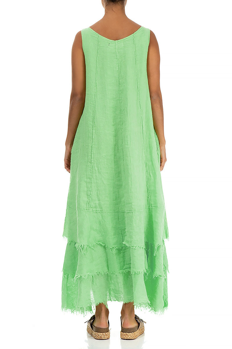 Maxi Green Sorbet Gauze Linen Dress