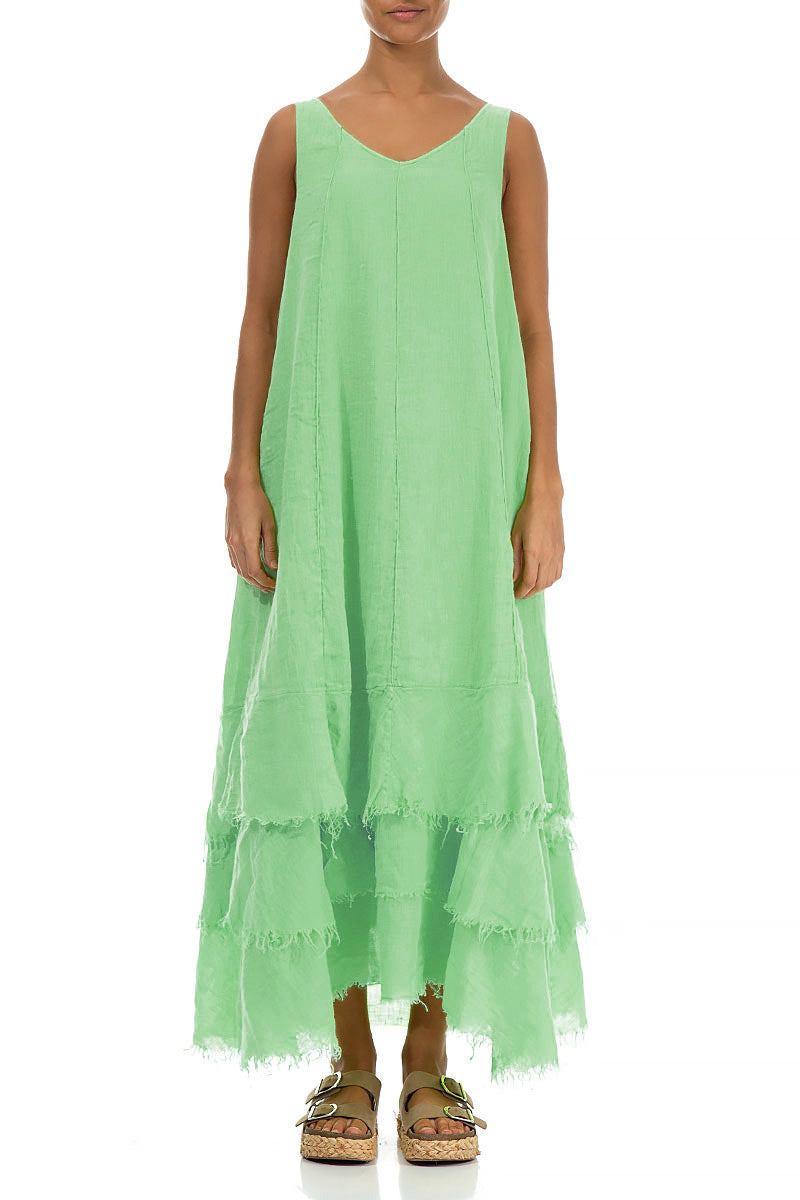 Maxi Green Sorbet Gauze Linen Dress