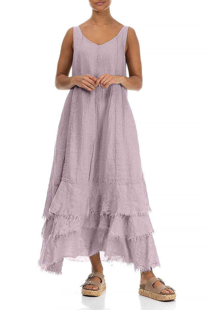 Maxi Lilac Gauze Linen Dress 4