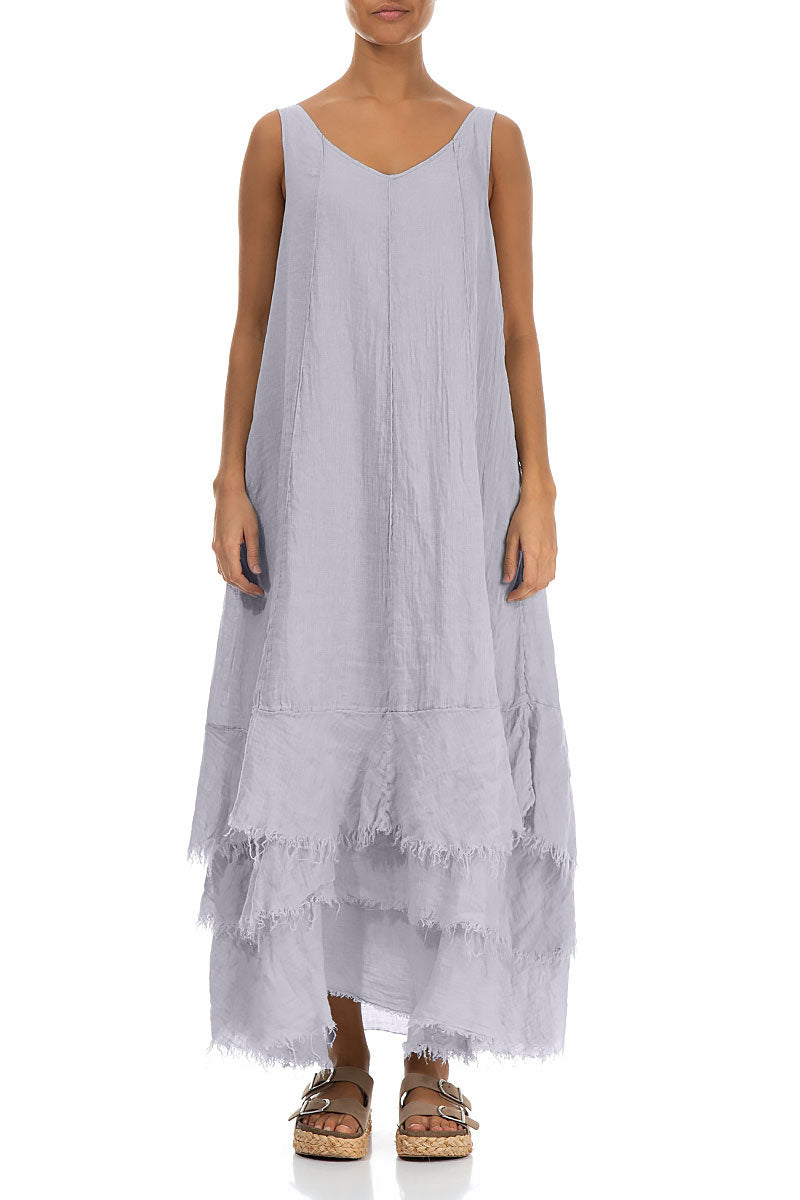 Maxi Lilac Grey Gauze Linen Dress