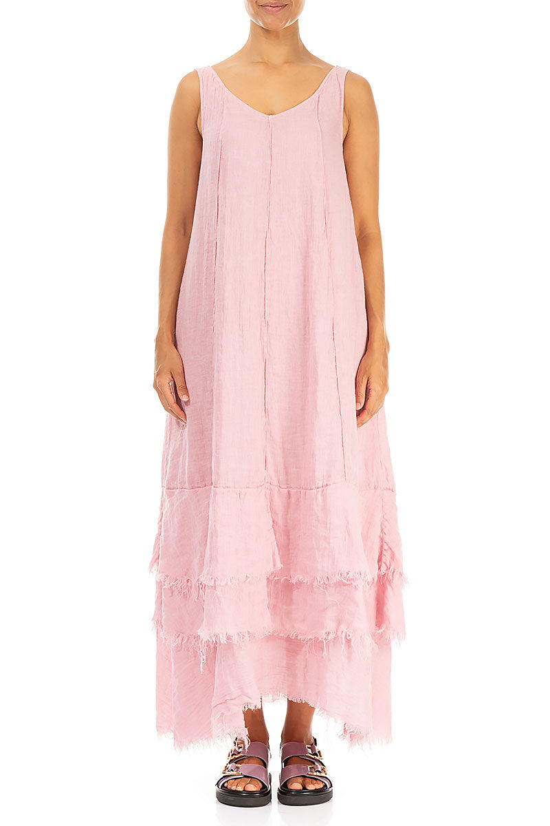 Maxi Powder Pink Gauze Linen Dress