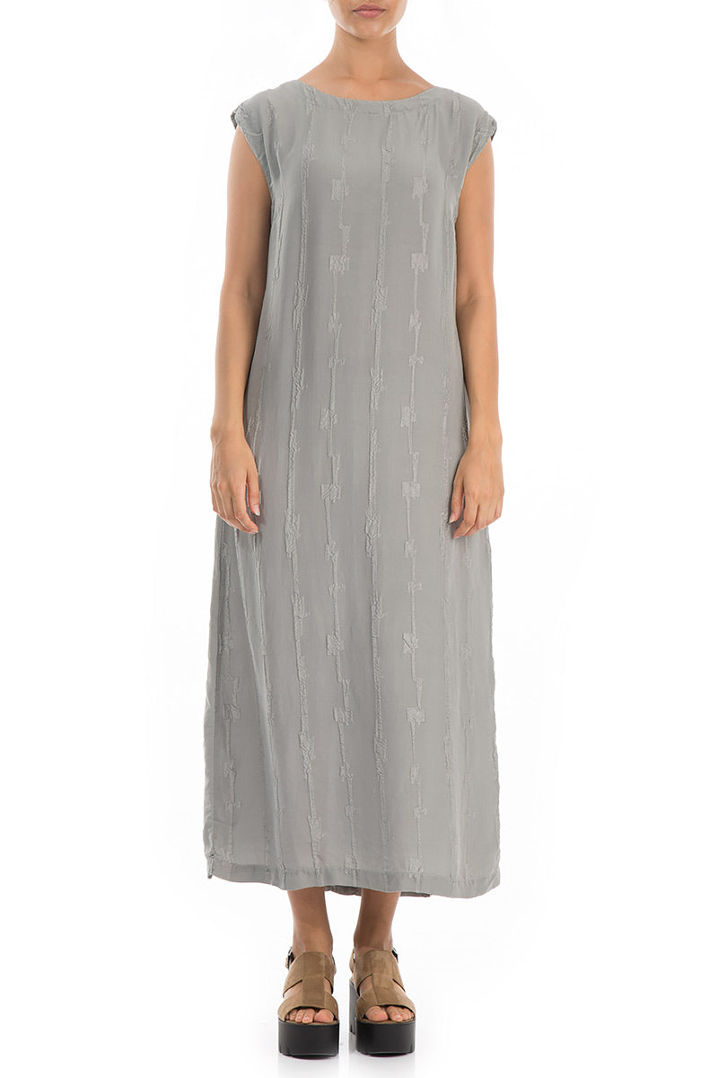 Maxi Textured Light Grey Silk Dress