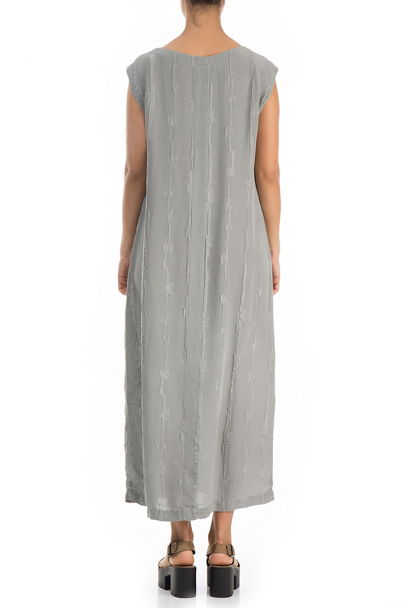 Maxi Textured Light Grey Silk Dress
