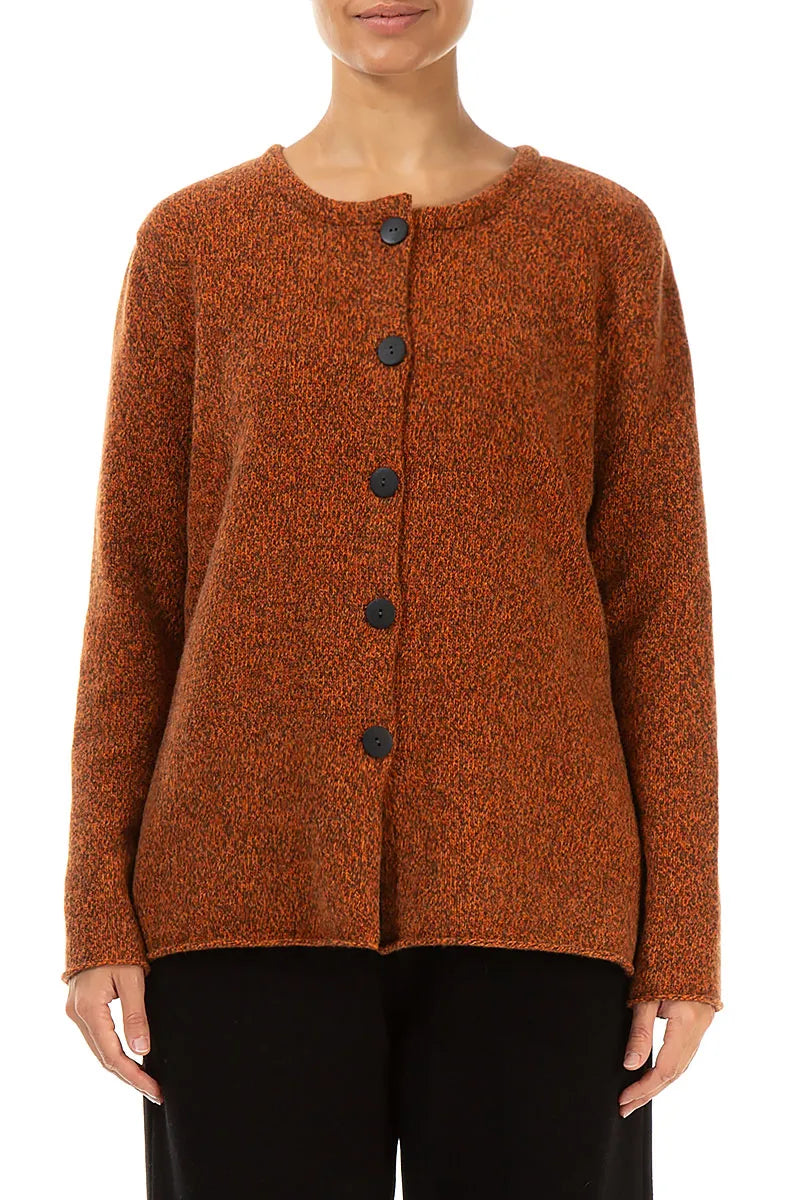 Mélange Copper Pure Wool Cardigan 1