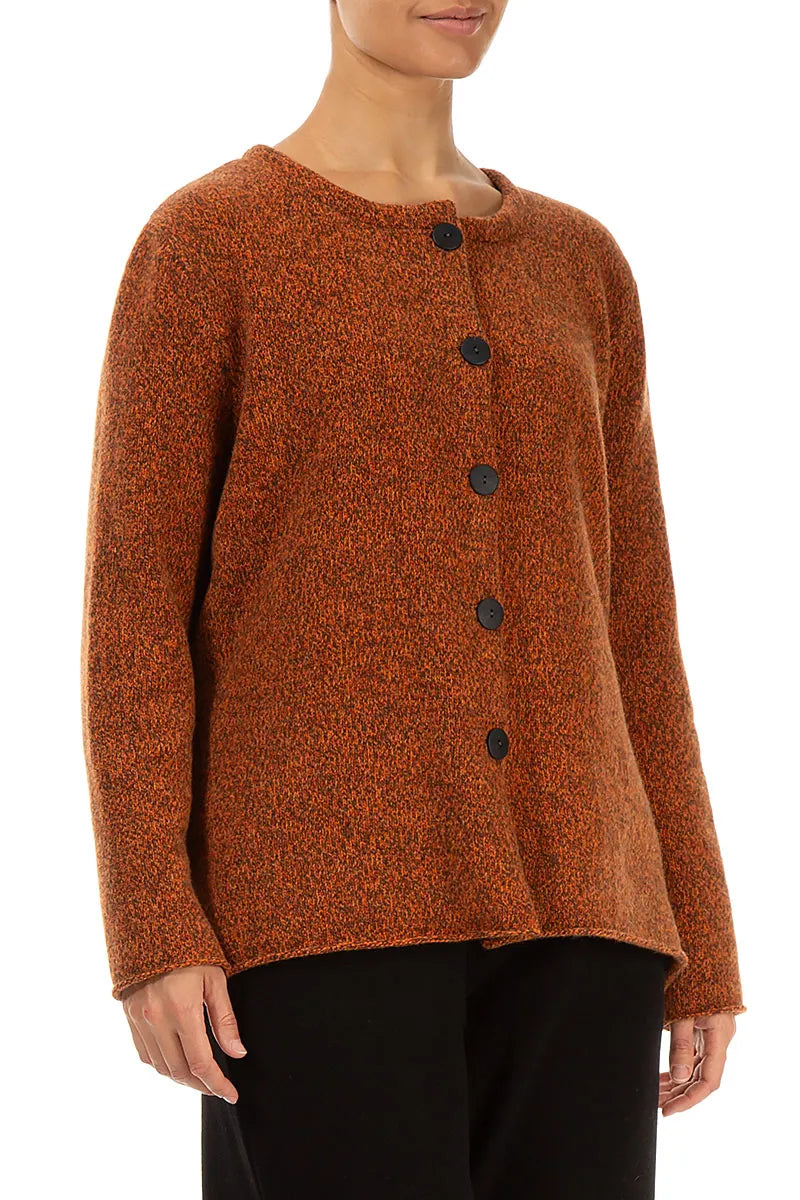 Mélange Copper Pure Wool Cardigan 3