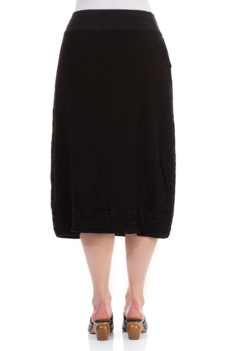 Midi Black Linen Viscose Skirt