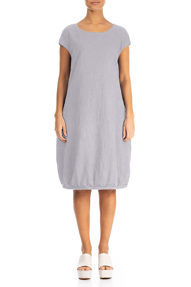 Midi Lilac Grey Linen Dress