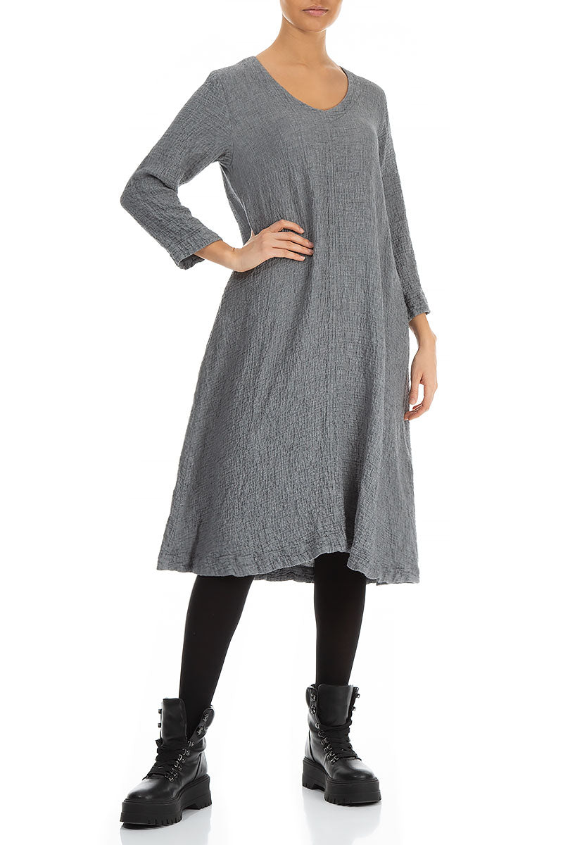 Midi Grey Wool Dress 5