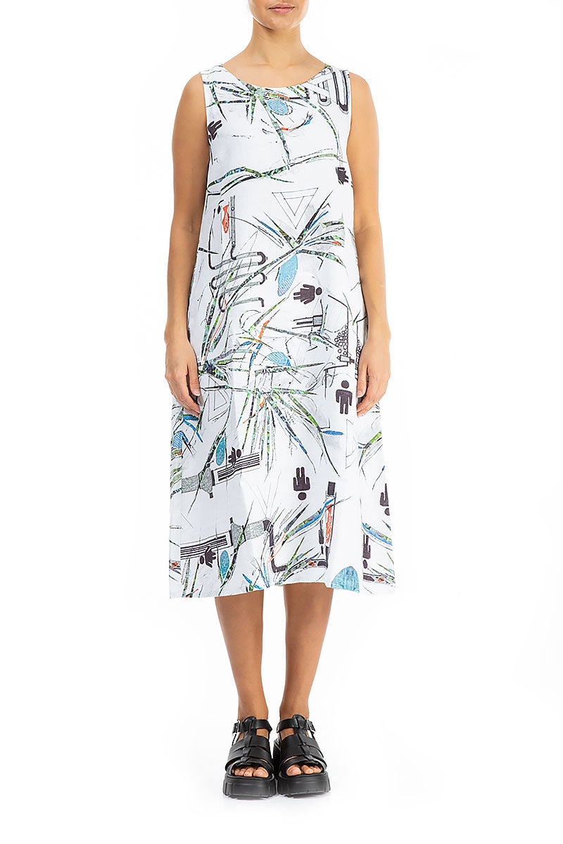 Midi Sleeveless Urban Jungle Linen Dress
