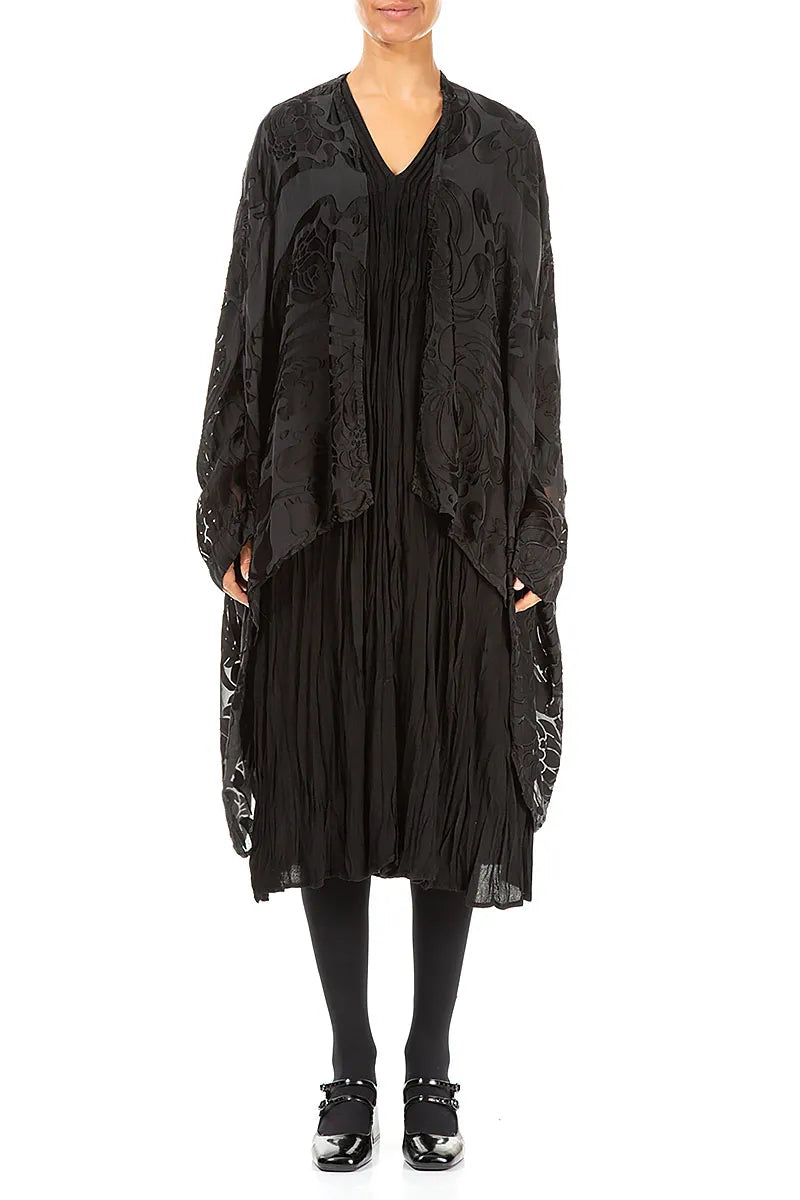 Midnight Bloom Devoré Black Silk Jacket 1