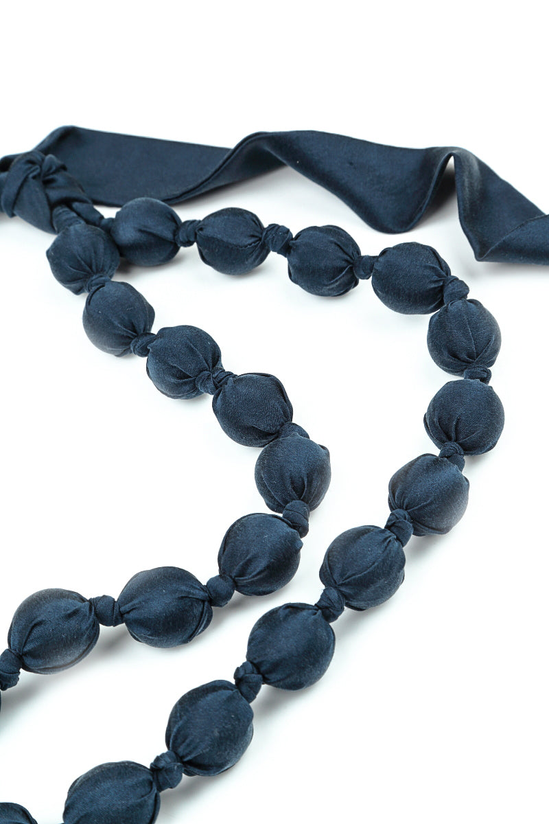 Midnight Blue Silk Bamboo Bead Necklace 5