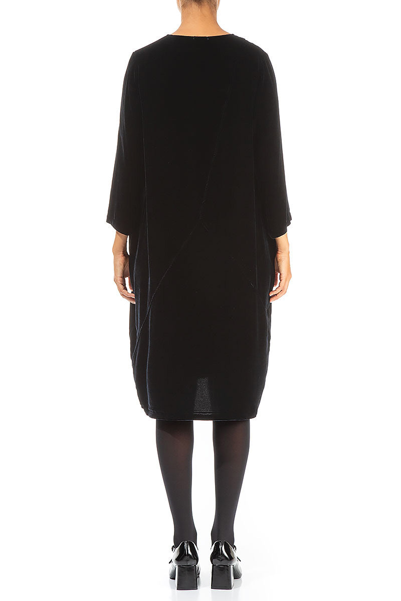 Midnight Blue Silk Velvet Midi Dress 2