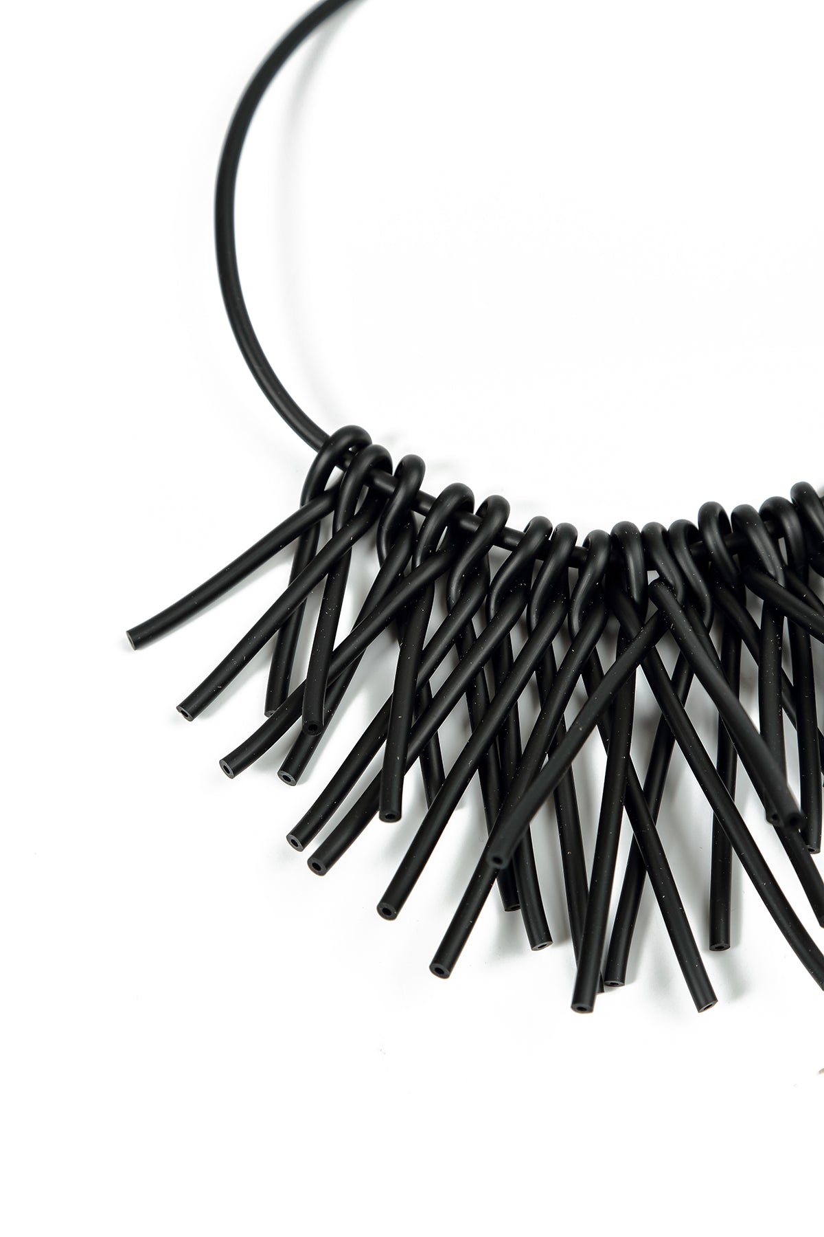 Midnight Cluster Black Rubber Necklace