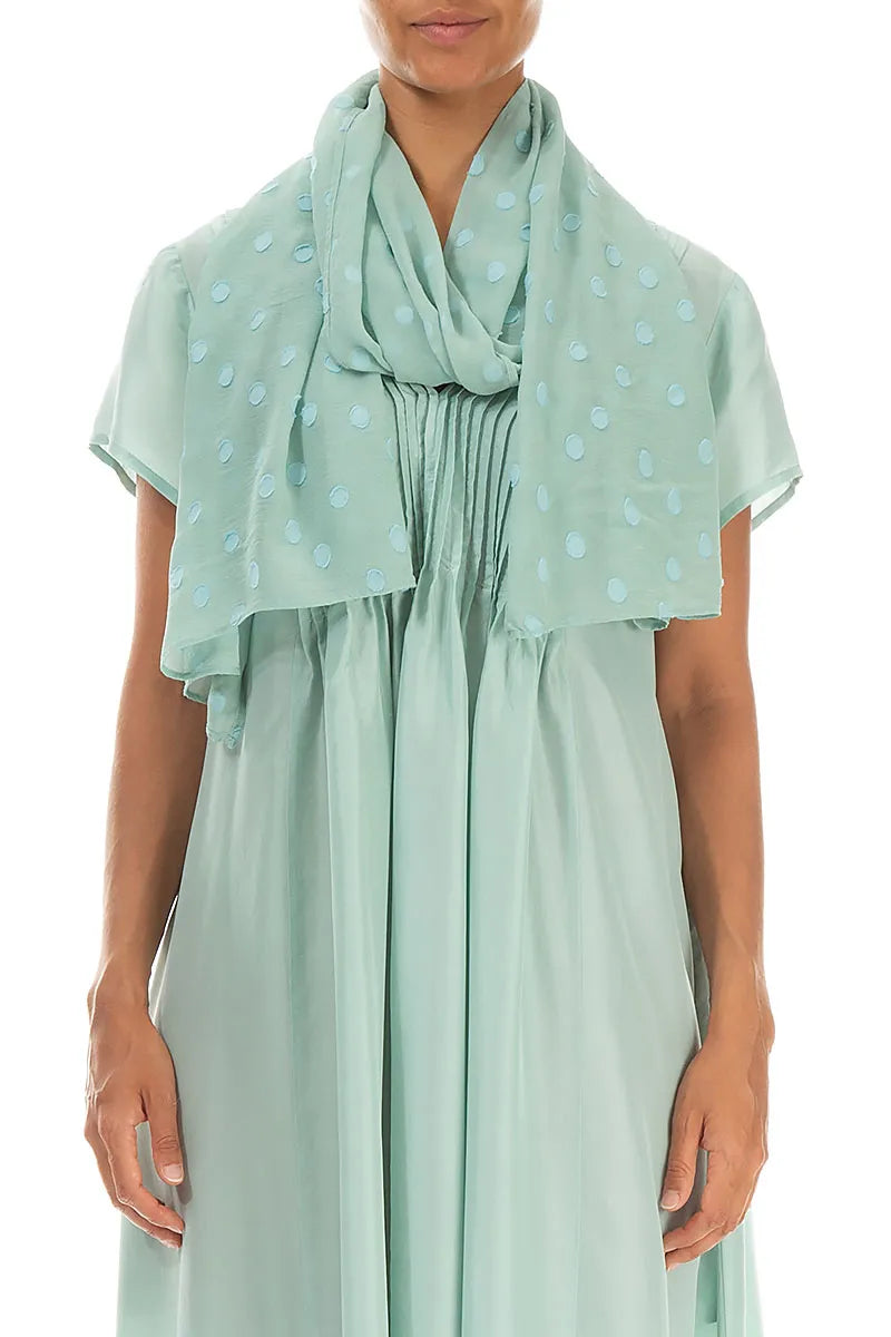 Mint Light Dotty Silk Scarf 1
