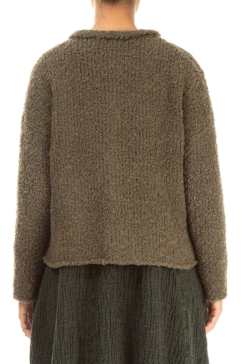 Moss Brown Alpaca Wool Cardigan 2