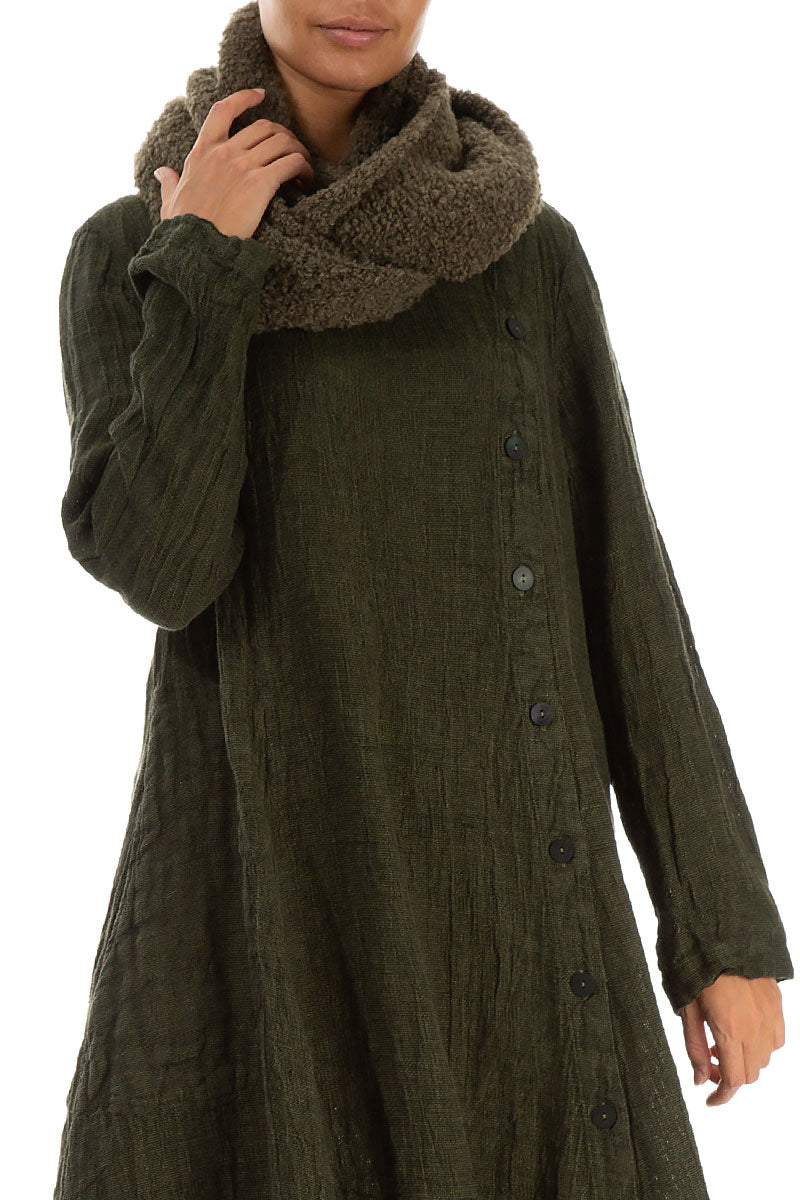 Moss Brown Alpaca Wool Infinity Scarf 3