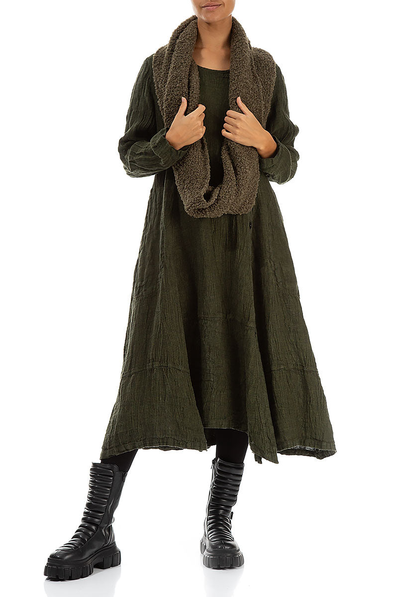 Moss Brown Alpaca Wool Infinity Scarf 2