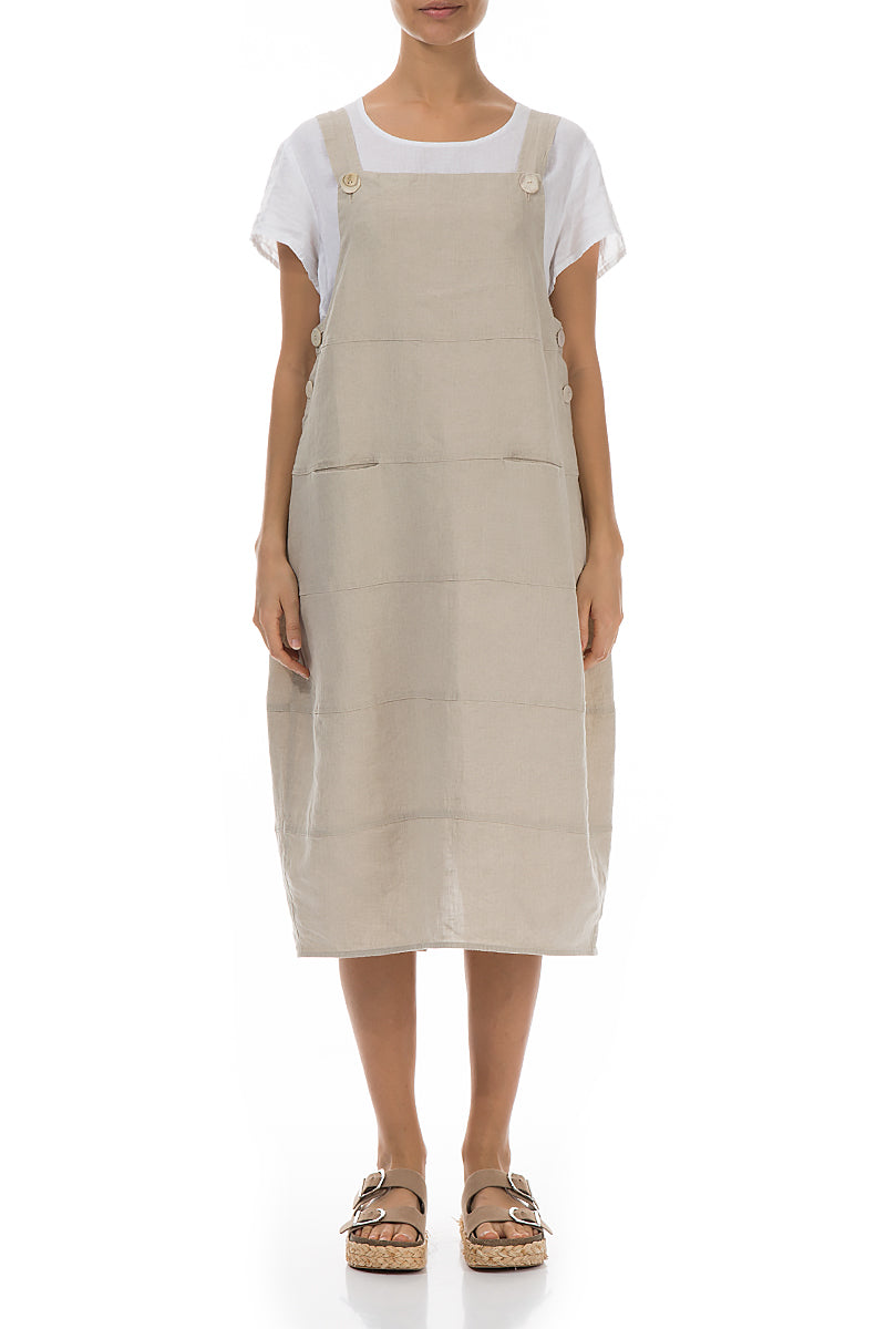 Natural Linen Dungaree Dress 2XL