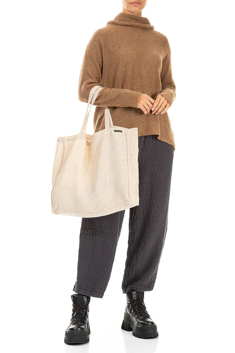 Sac cabas en lin mélangé naturel