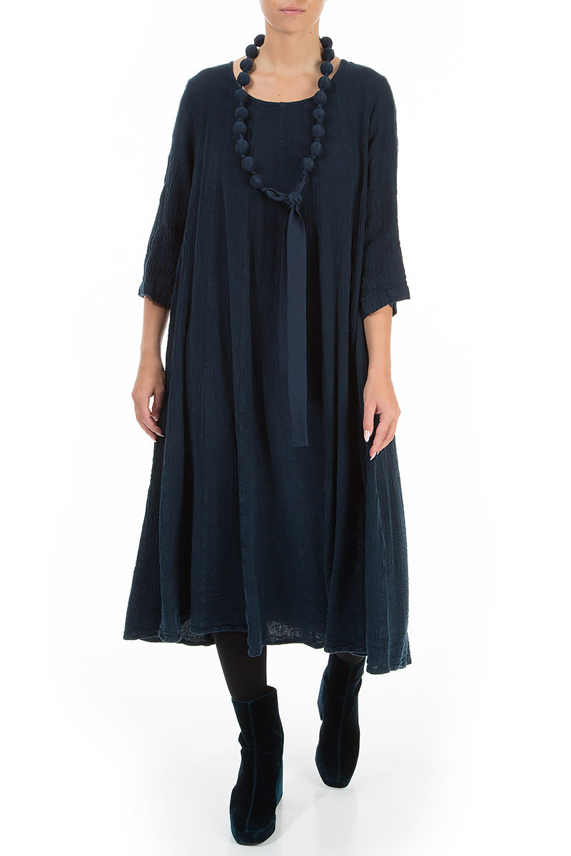 Navy Silk Bead Necklace 2