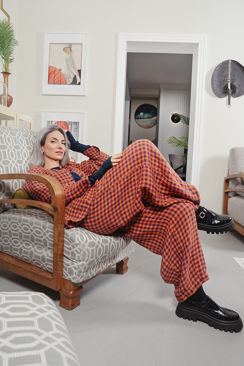 Navy Tulle Silk Blouse 7