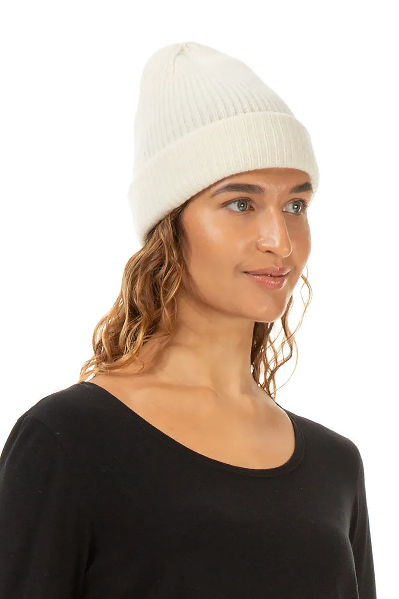 Off White Soft Wool Beanie Hat 3