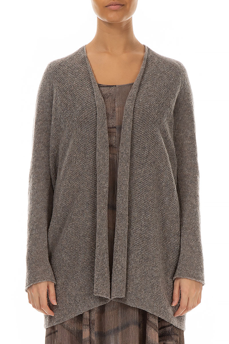 Open Light Brown Wool Cardigan 1