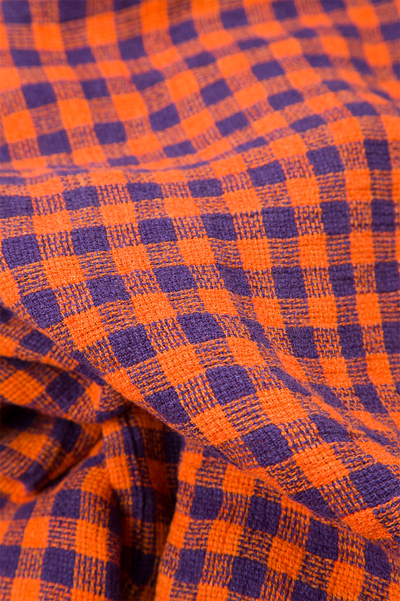 Orange Check Linen Jacket Blouse 5