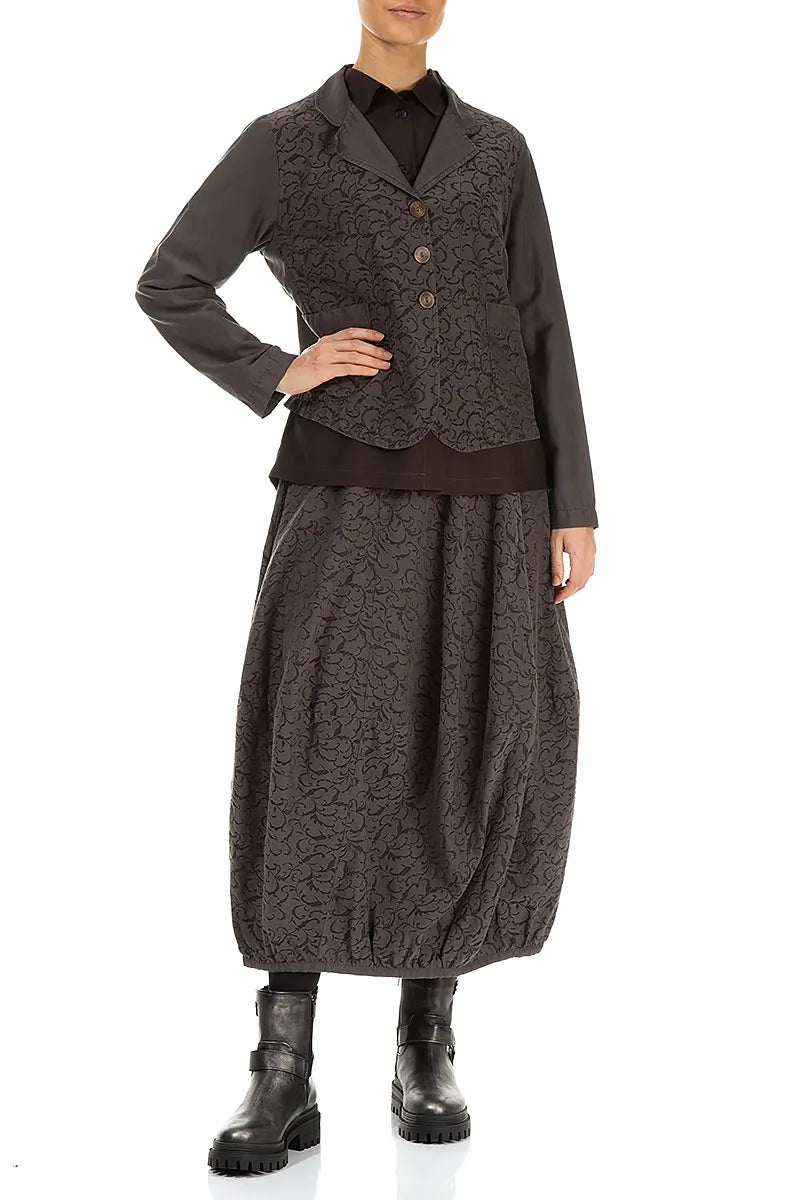 Ornamented Forest Brown Silk Cotton Jacket 4